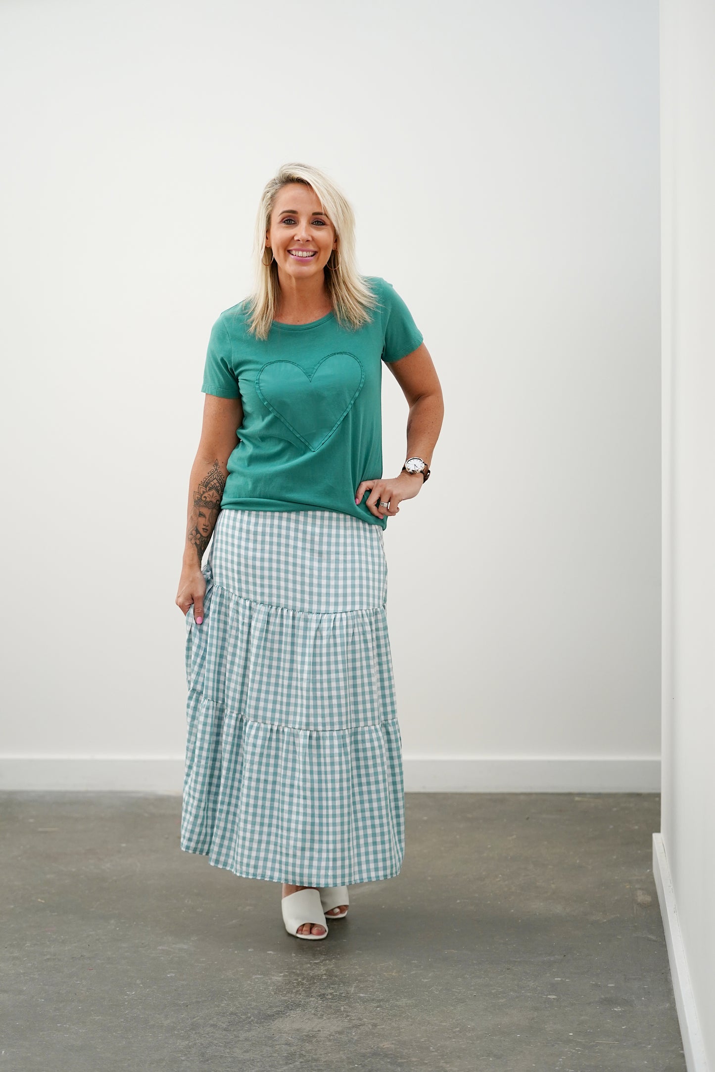 Gingham Skirt - Sage Green