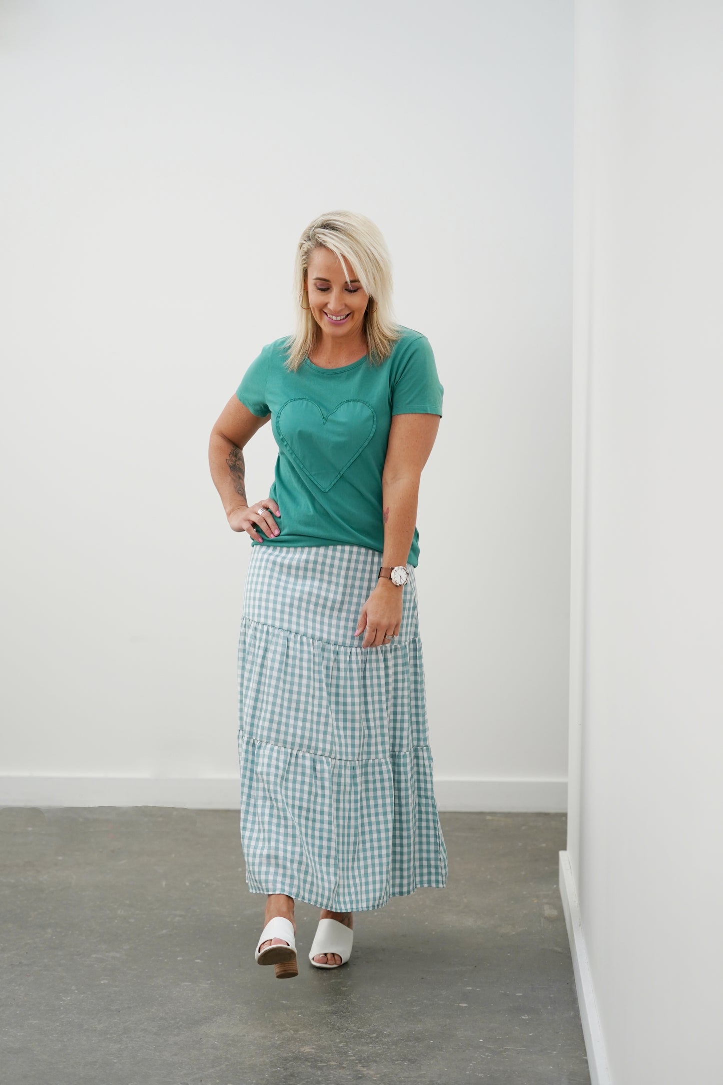Gingham Skirt - Sage Green
