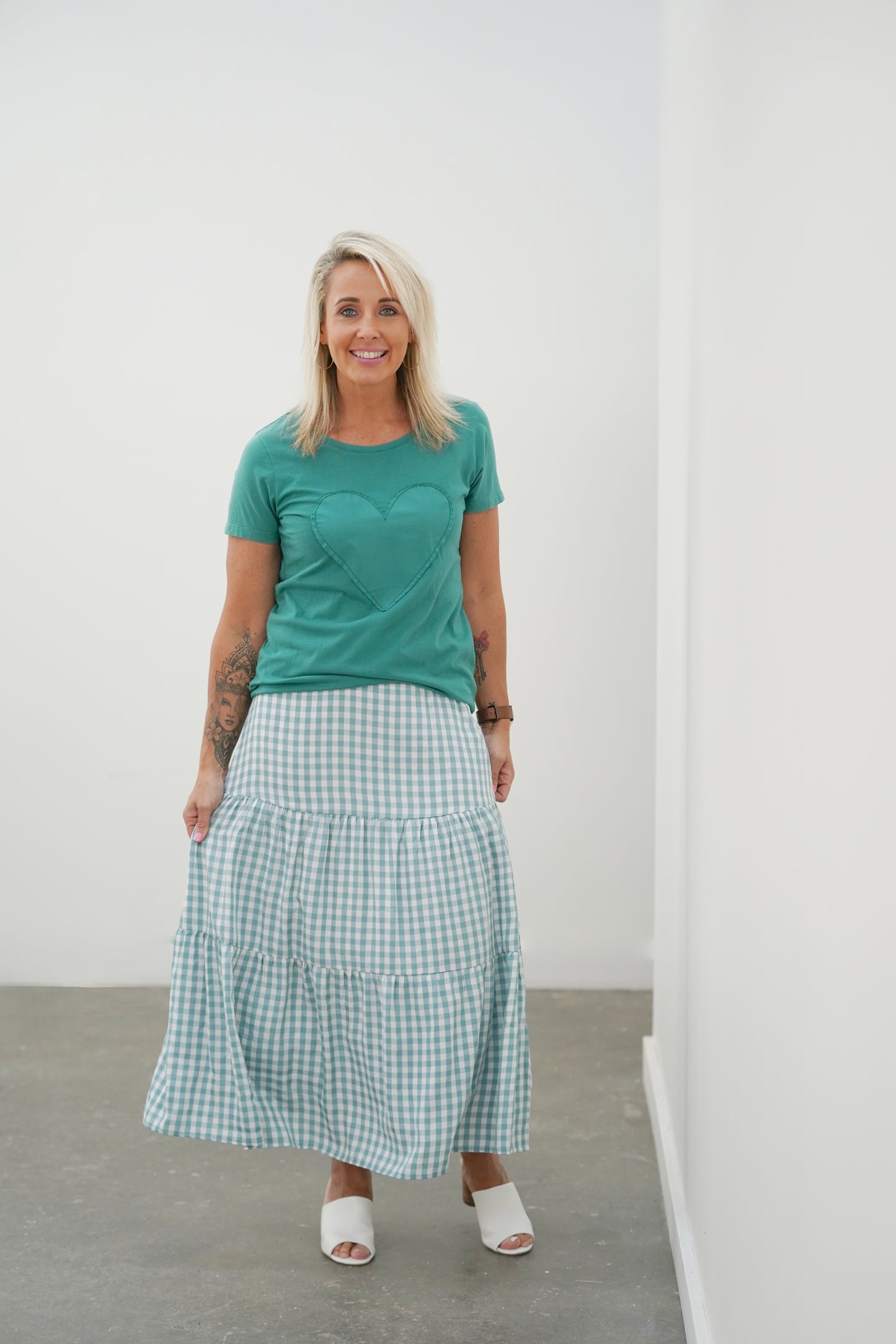 Gingham Skirt - Sage Green
