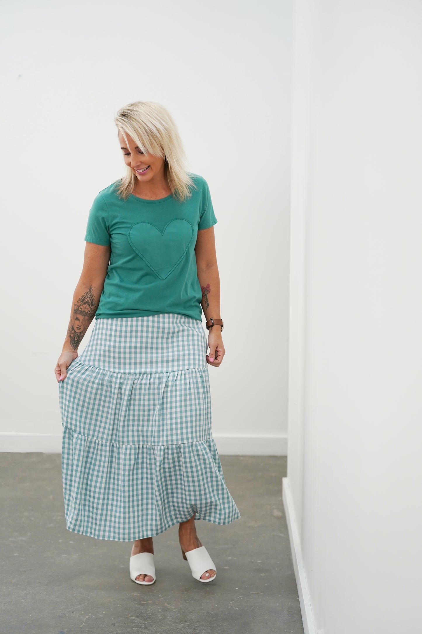 Gingham Skirt - Sage Green