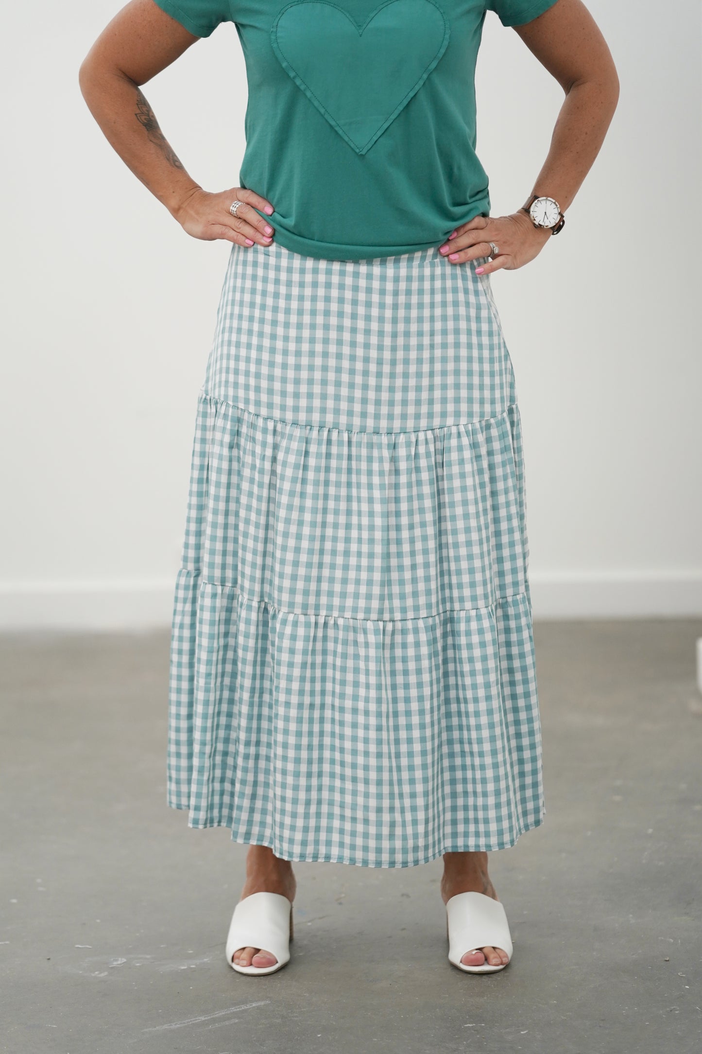 Gingham Skirt - Sage Green