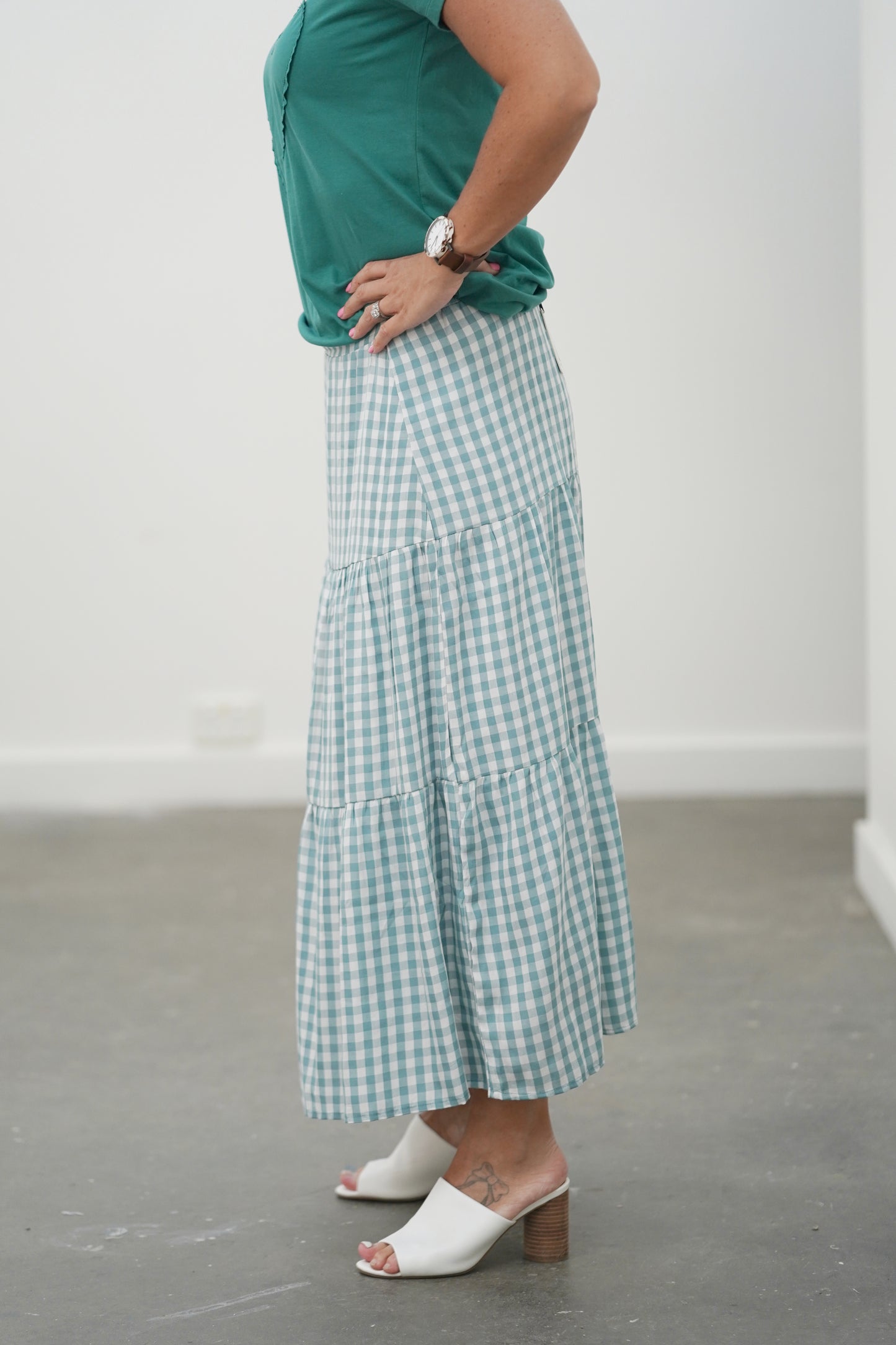 Gingham Skirt - Sage Green