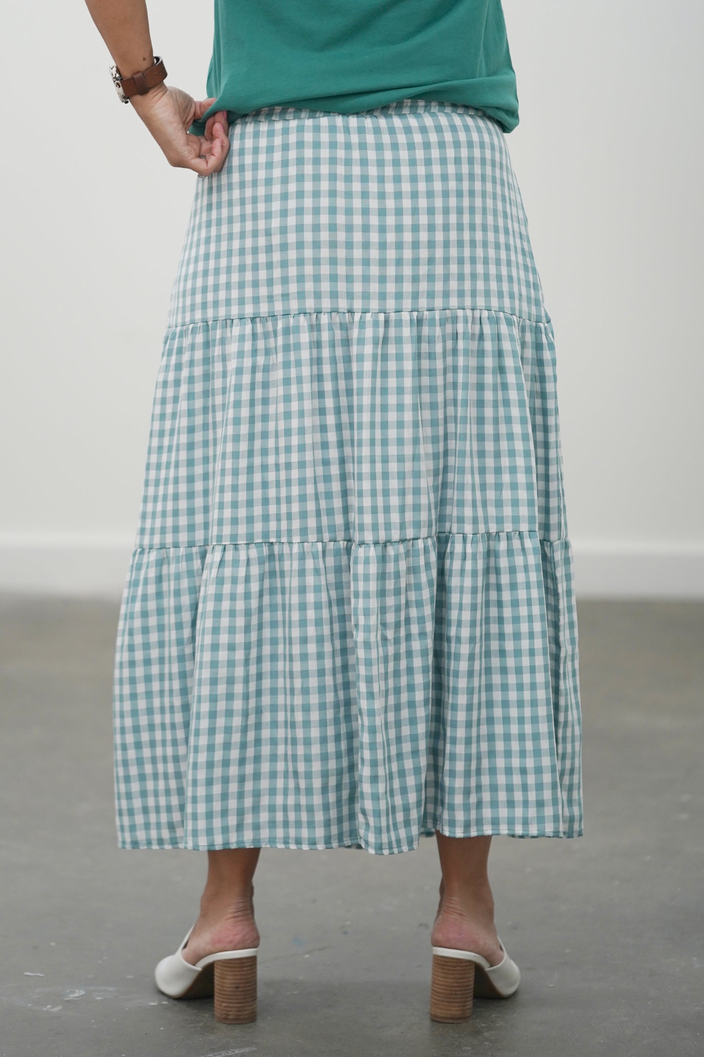 Gingham Skirt - Sage Green