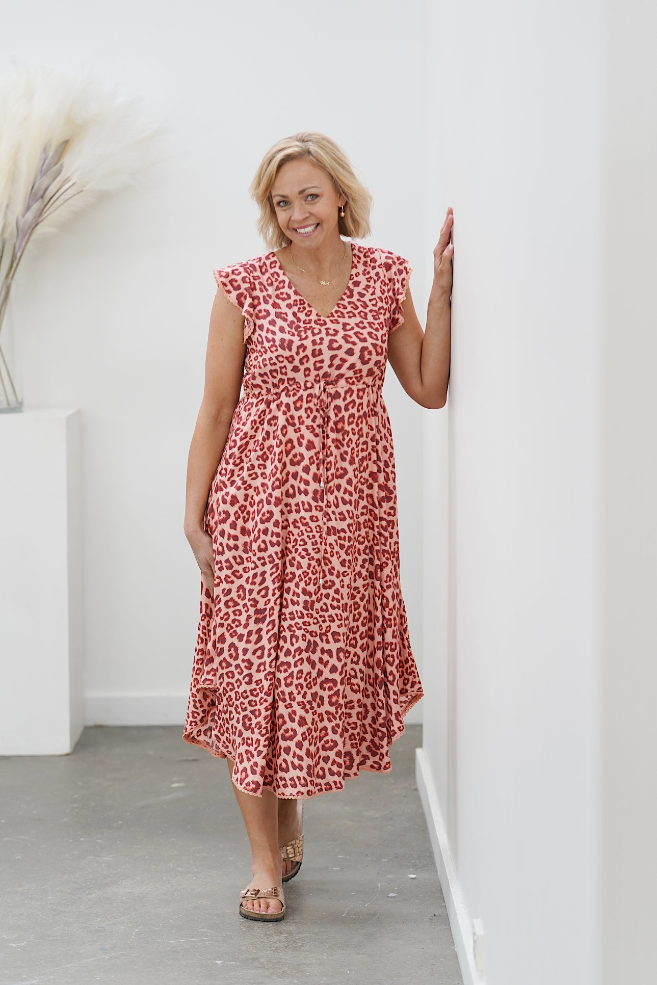 Acacia Dress- Coral Leopard