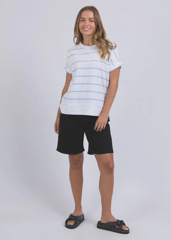 Allison Tee- White/Sky Blue