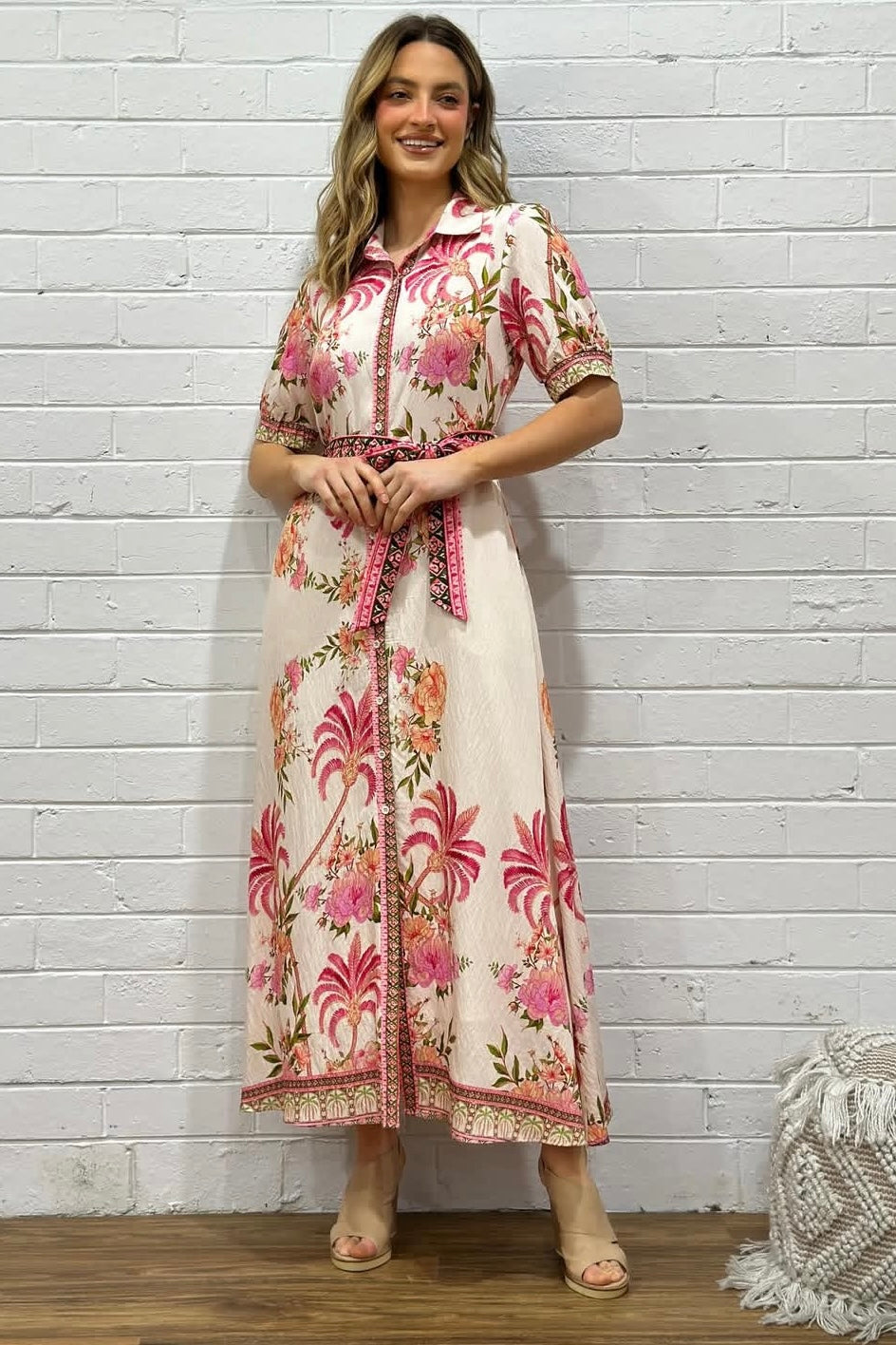 Tutti Palm Dress- White