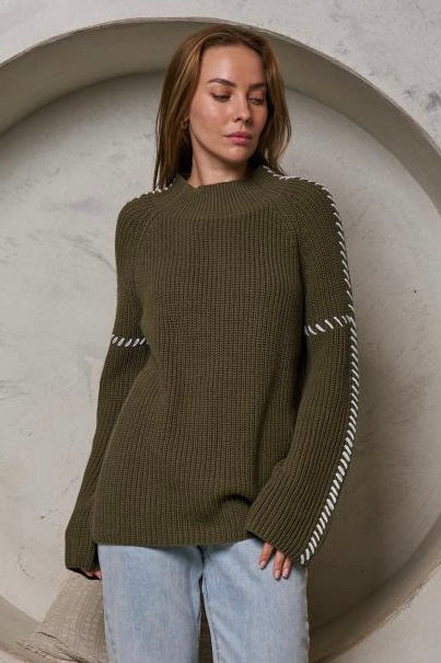 Outer Stitch Knit - Khaki