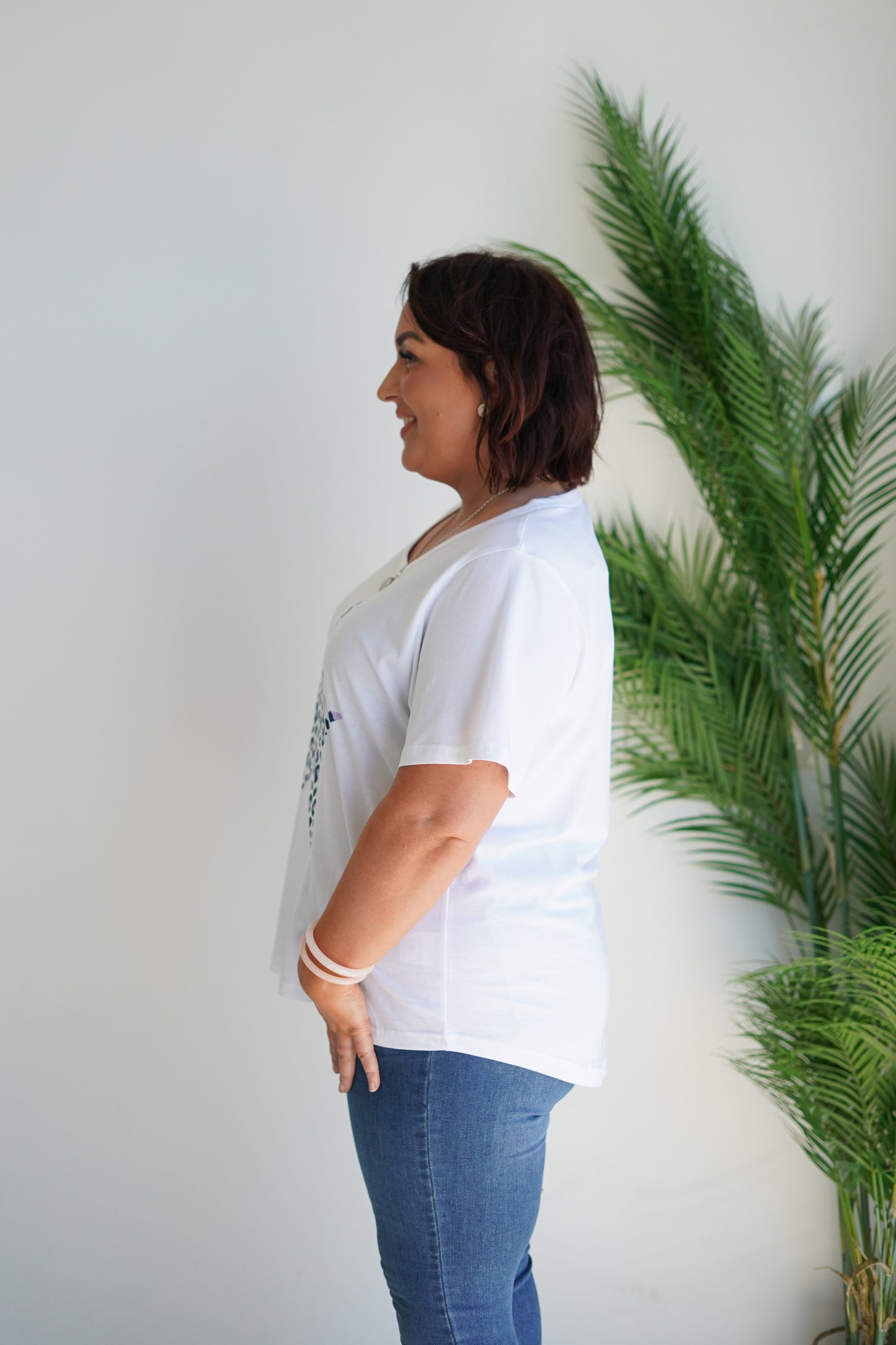 Leopard Star Tee- White