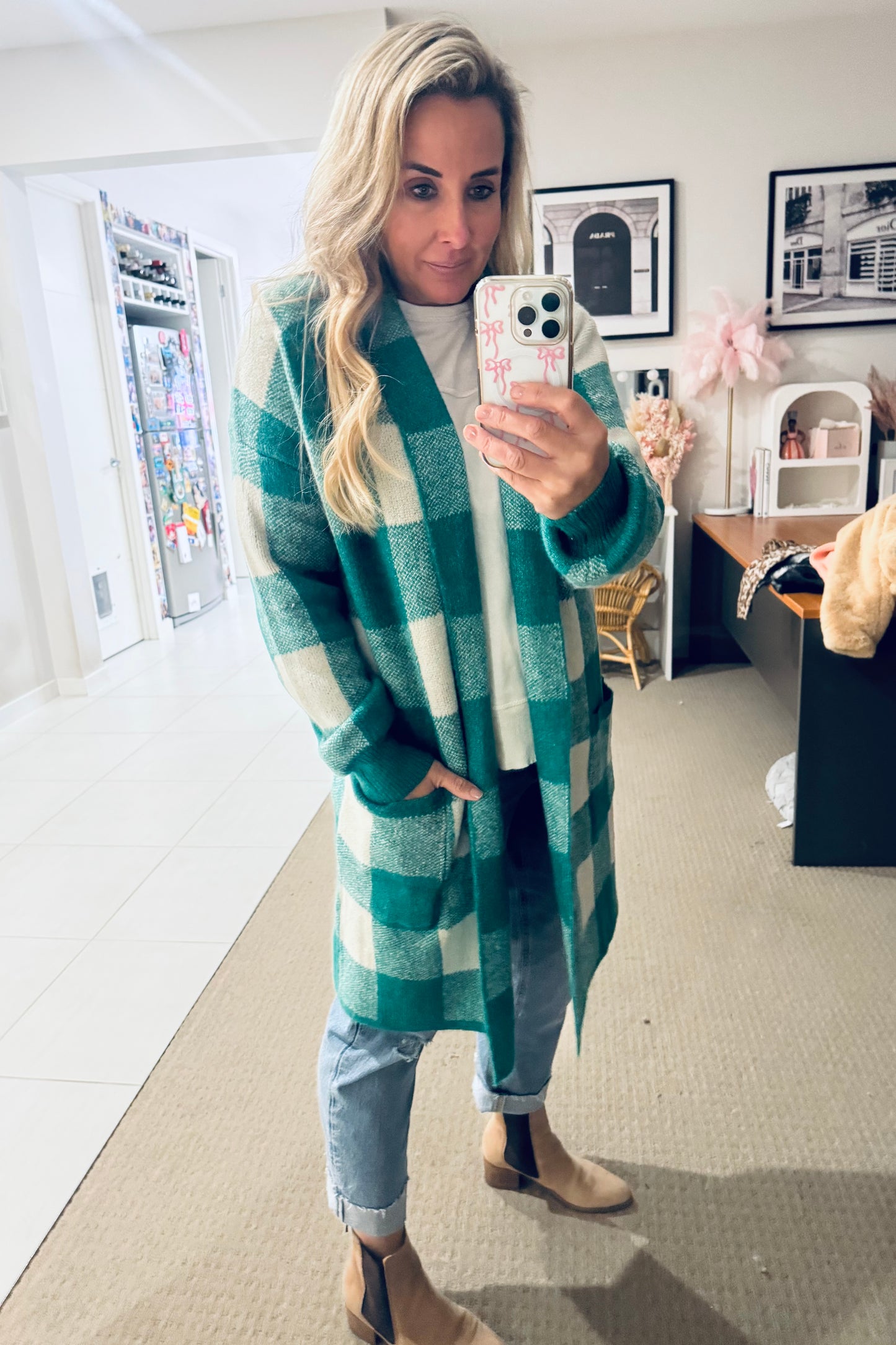 Gingham Cardi - Green