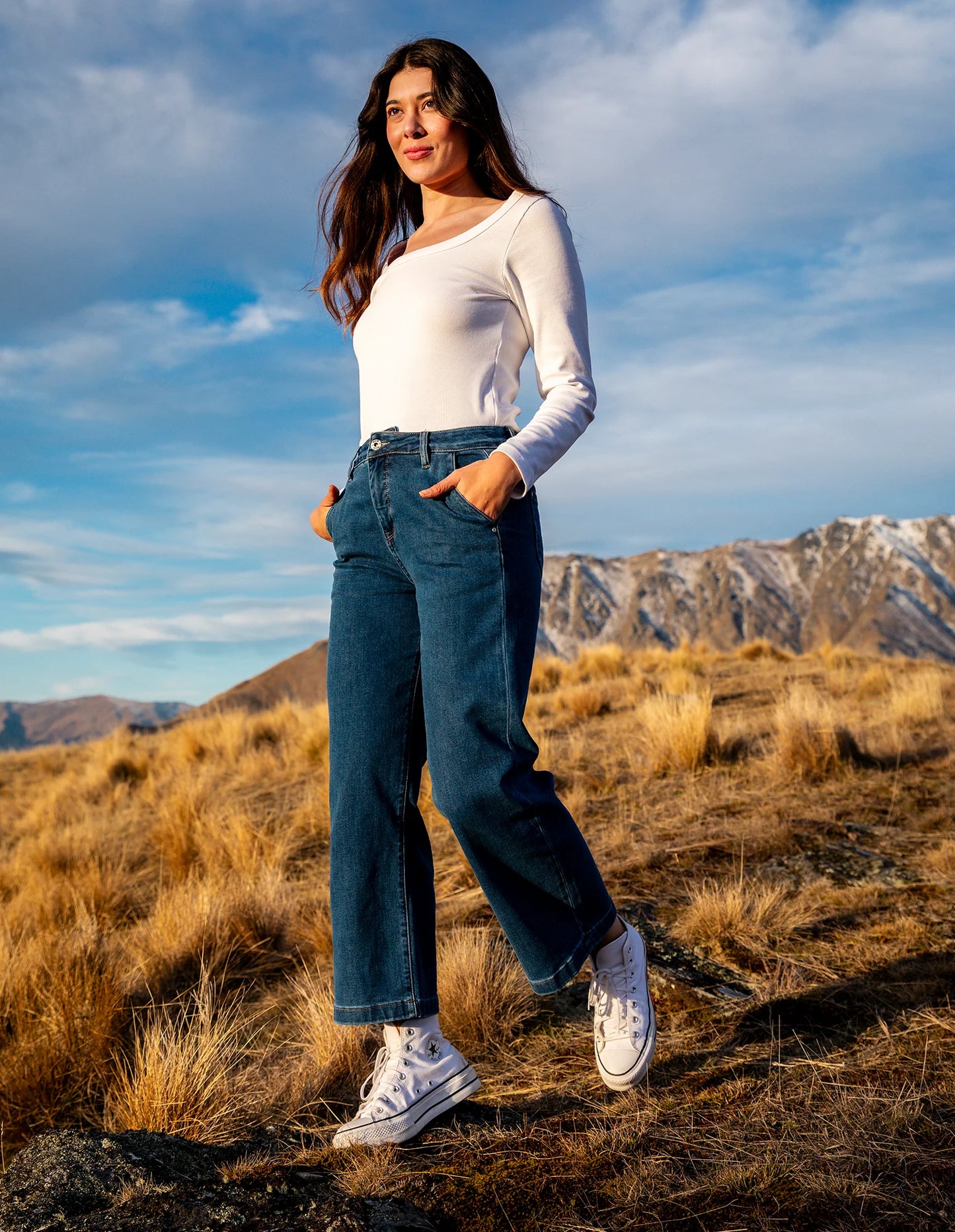 Izzy Wide Leg Jean- Dark Blue wash