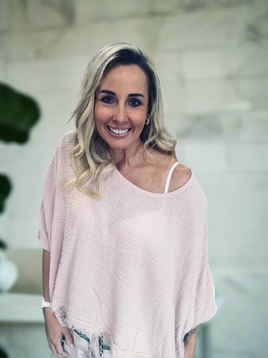 Linen Rosa Top- Rose Pink