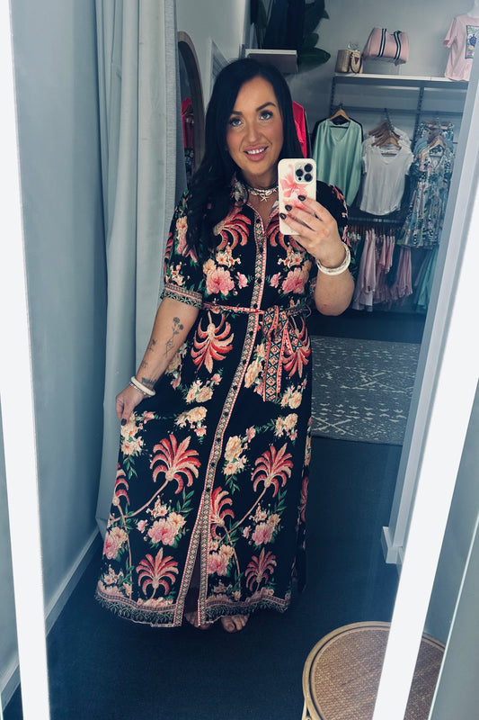 Tutti Palm Dress- Black