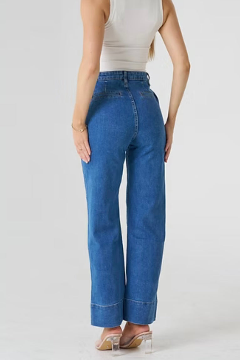 Beccy Stretch Straight Jean - Dark Blue