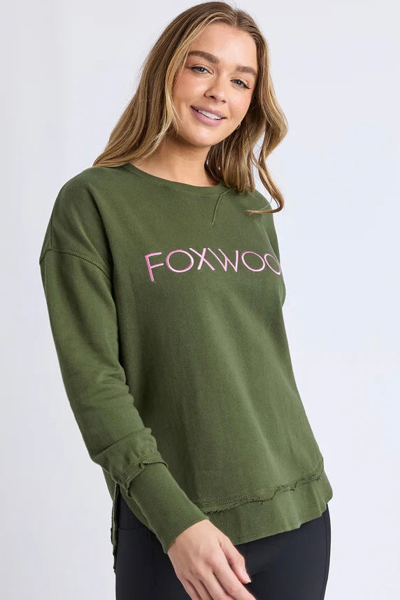 Simplified Crew- Olive With Pink