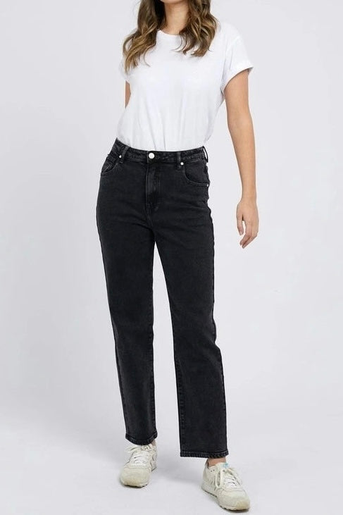 Enmore Wide Leg Jean- Washed Black