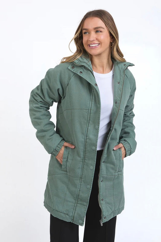 Rosalee Longline Denim Jacket - Khaki