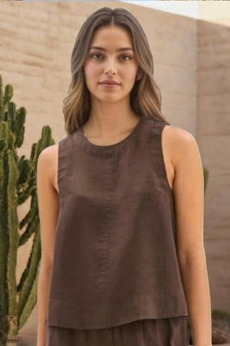 Freddie Linen Tank - Choc