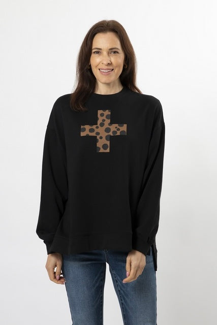 Tan Spot Cross Jumper - Black
