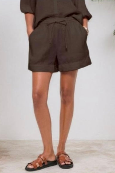 Freddie Linen Short- Chocolate
