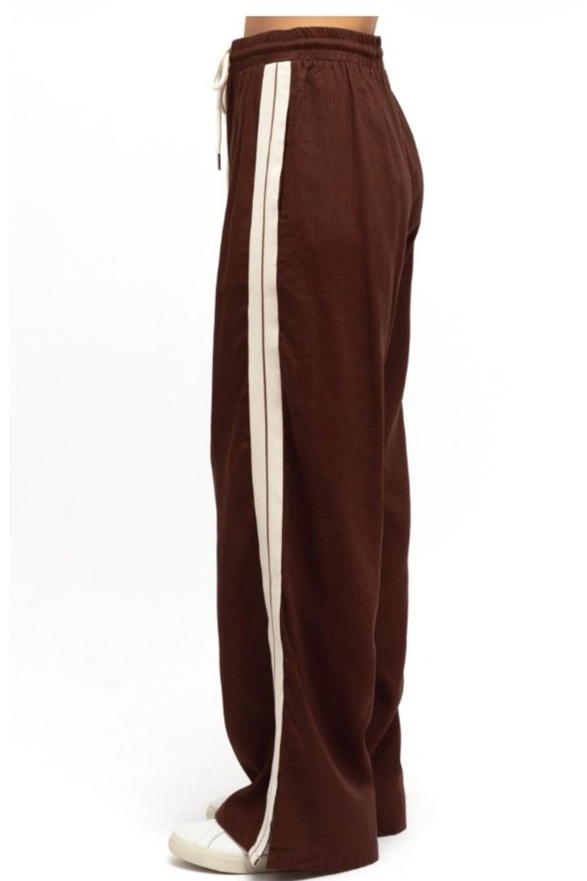 Side Stripe Cotton Pant - Choc