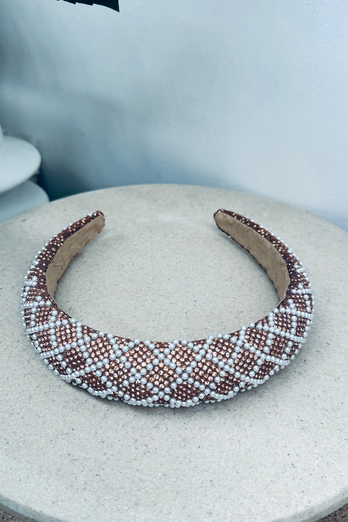 Bling Pearl Headband - Rose gold