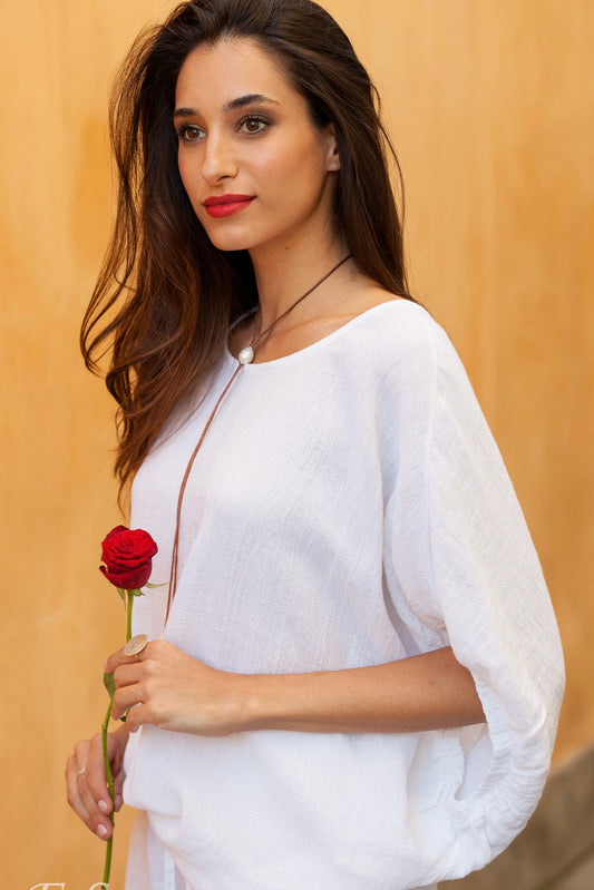 Linen Florence Top- White