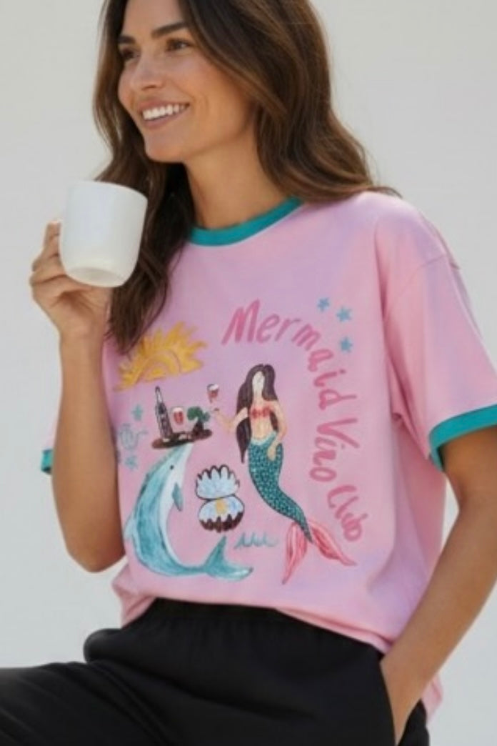 Frankie Mermaid Tee- Pink