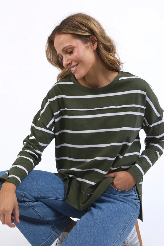 Jayne Throw On- Khaki/White Stripe
