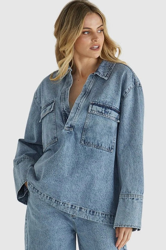Jordan Denim Top- Acid Wash