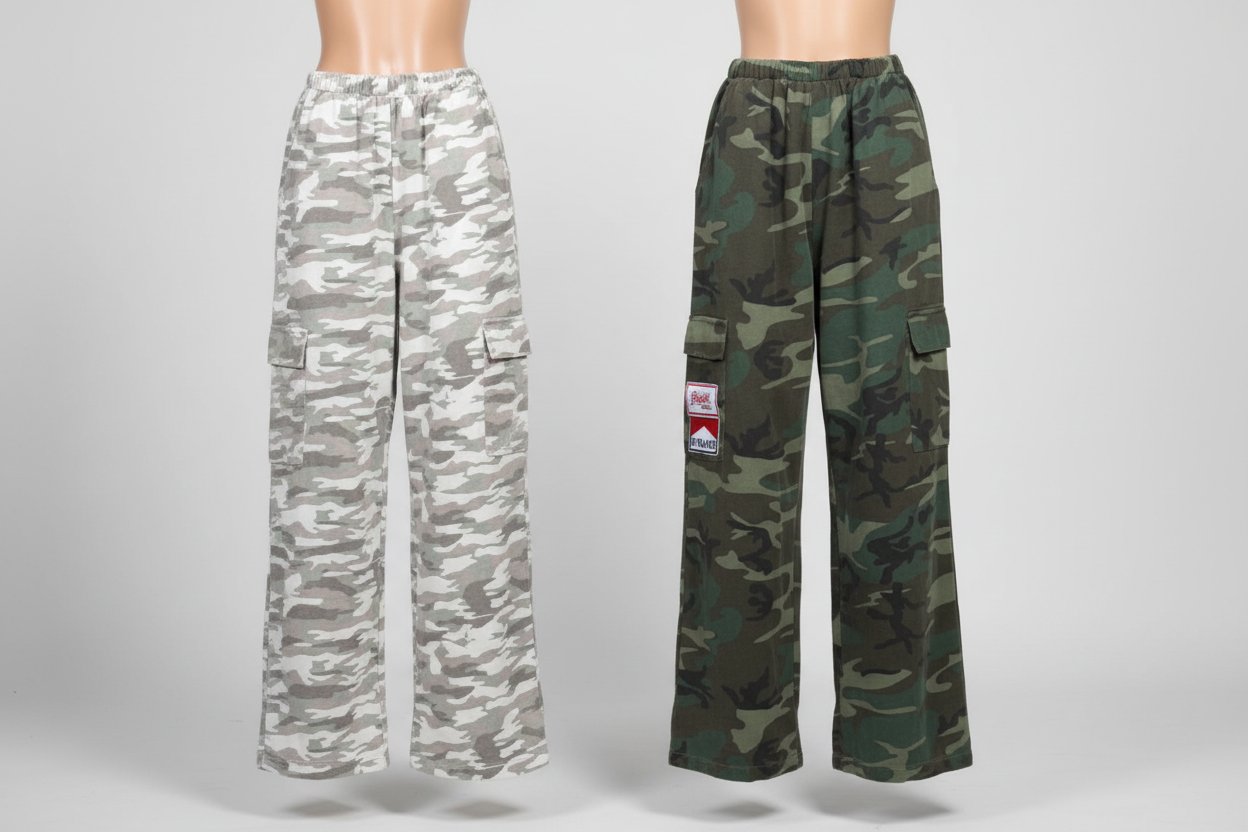 Camo Wide Leg Jean- Green