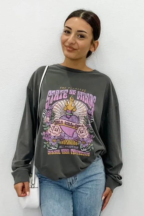 Swirls Tee- Charcoal