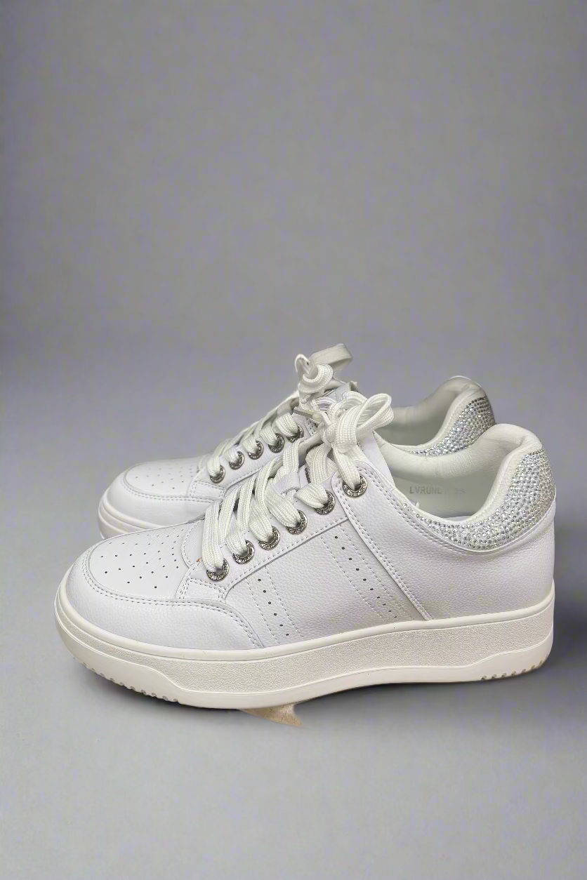 Bailey Bling Leather Sneaker- White