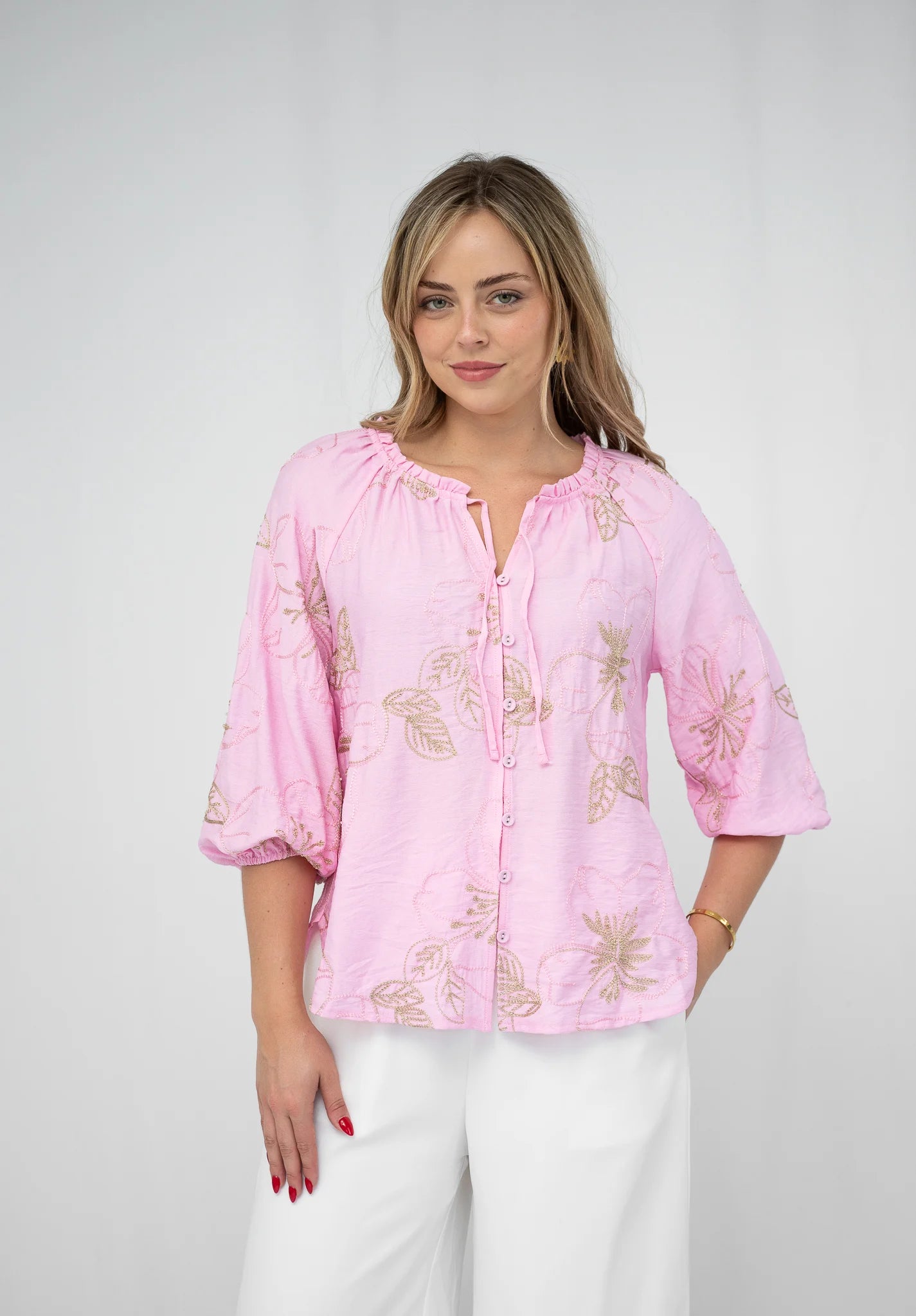 Natural leaf Shirt- Pink