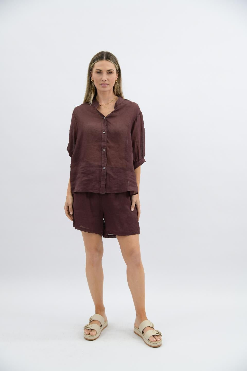Lara Linen Shirt - Choc