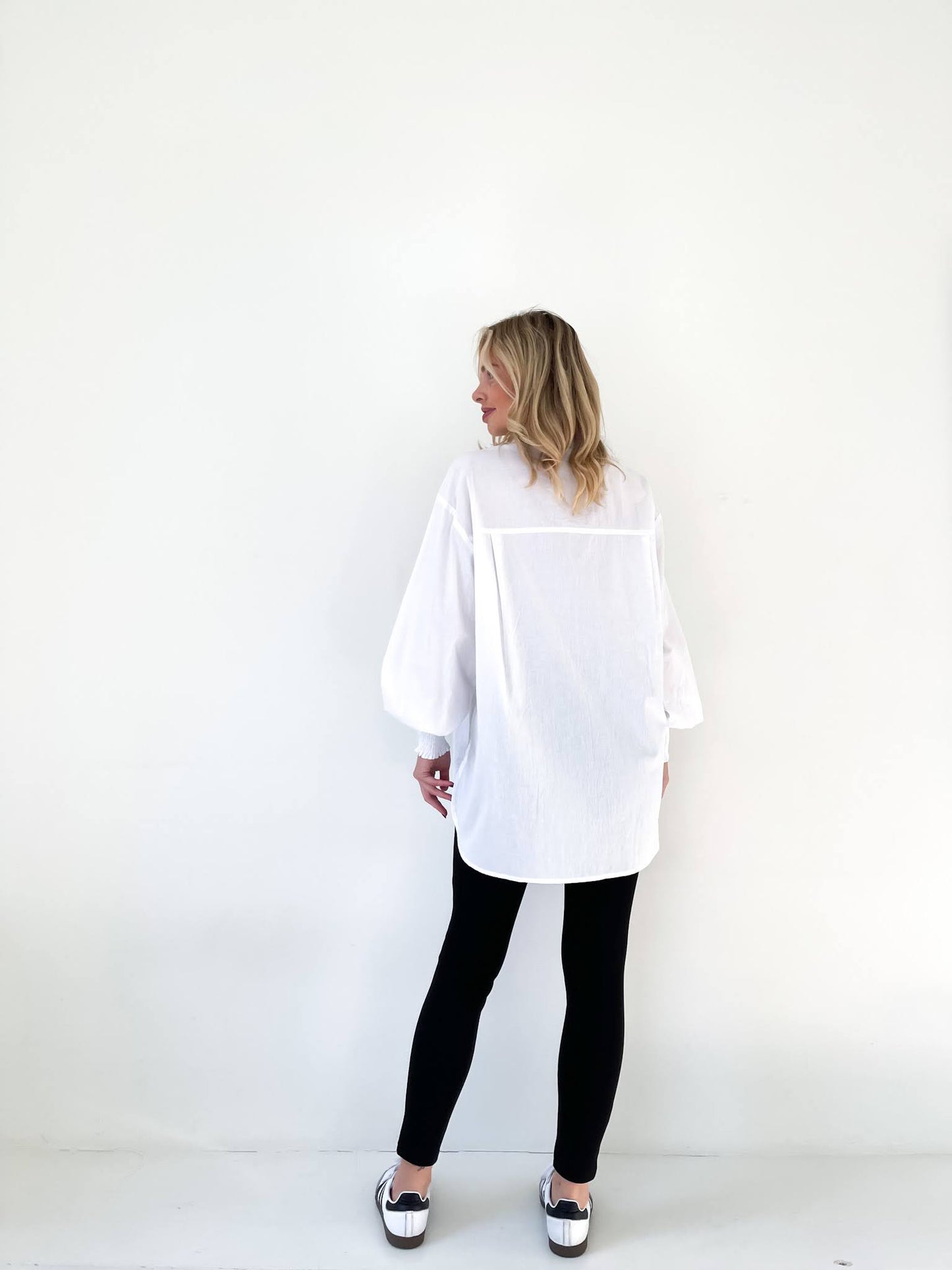 Cuffed Oversized Shirt- White