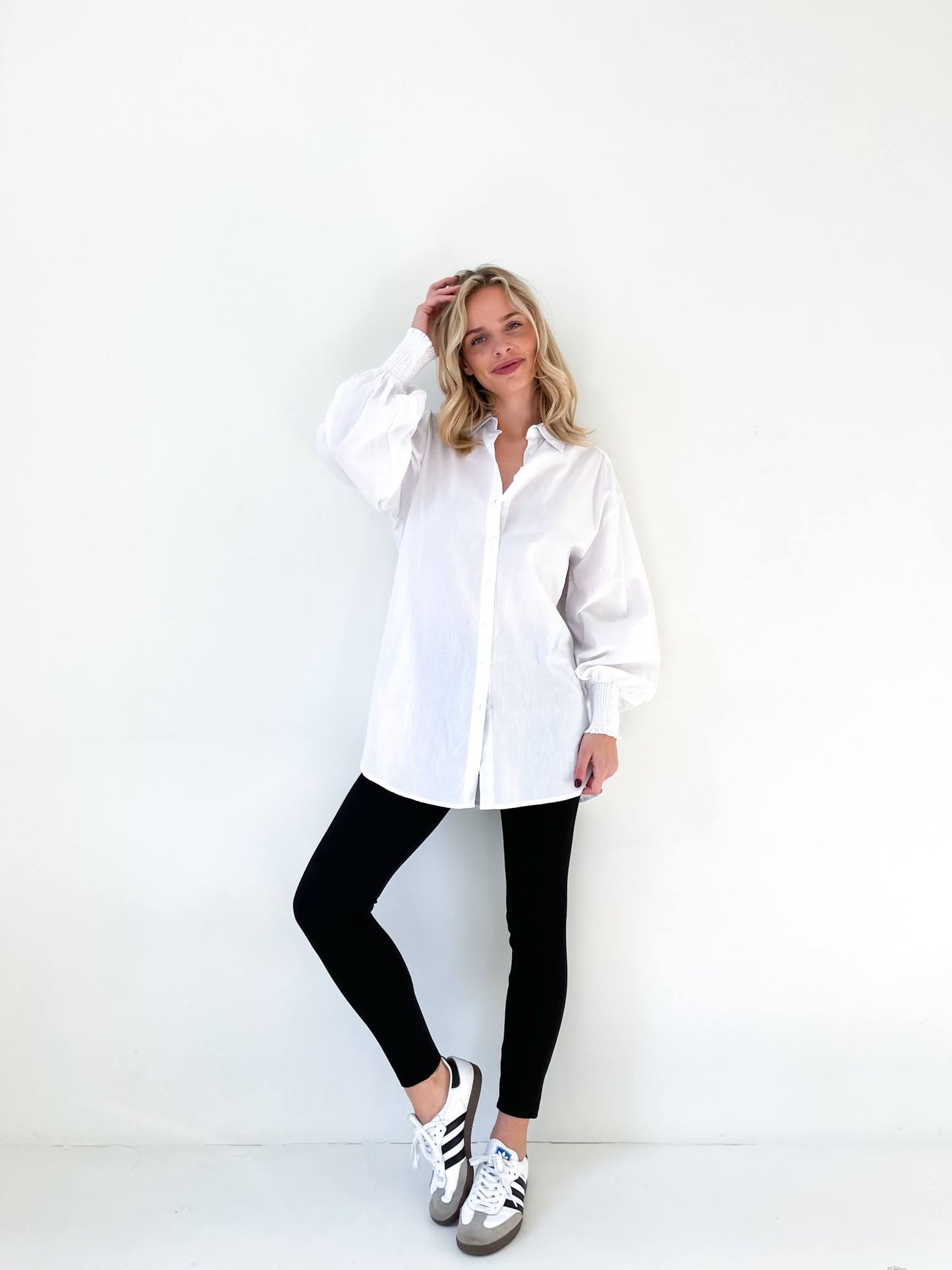 Cuffed Oversized Shirt- White
