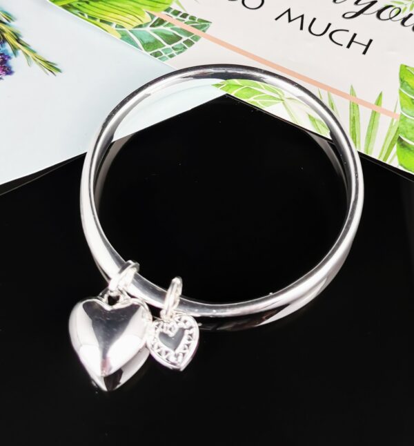 Heart Bangle - Silver