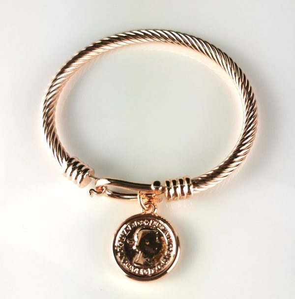Rope Coin Bangle - Rose Gold