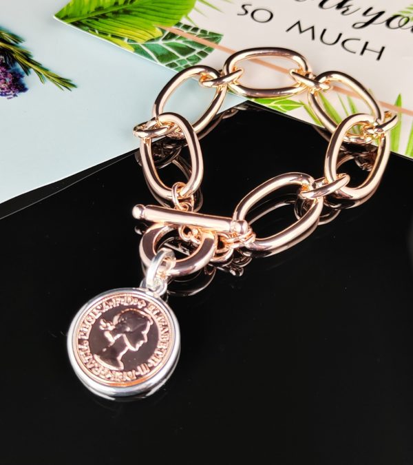Loop Coin Bracelet- Rose Gold