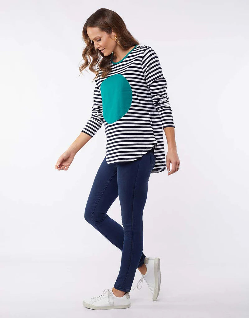 Mabel Spot Tee- Navy/White Stripe