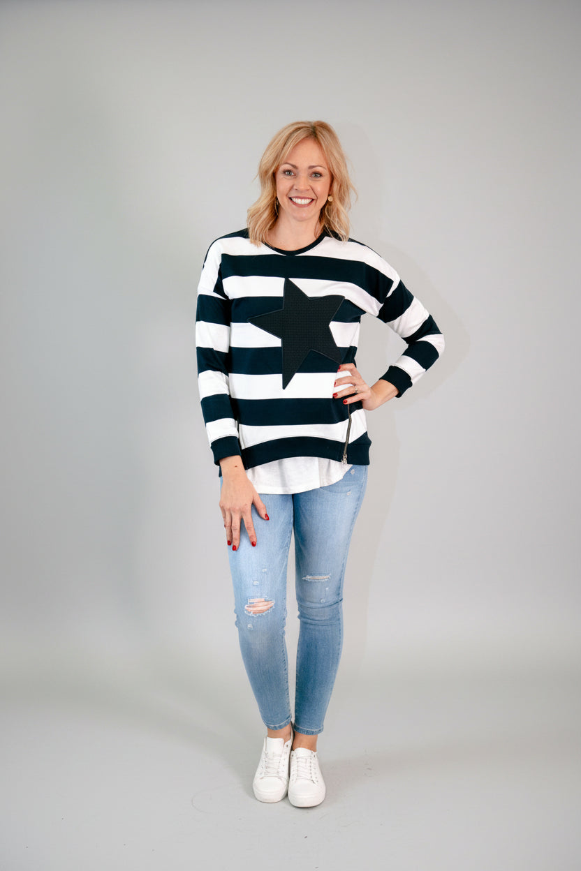 Distant Star Crew- Navy/White Stripe