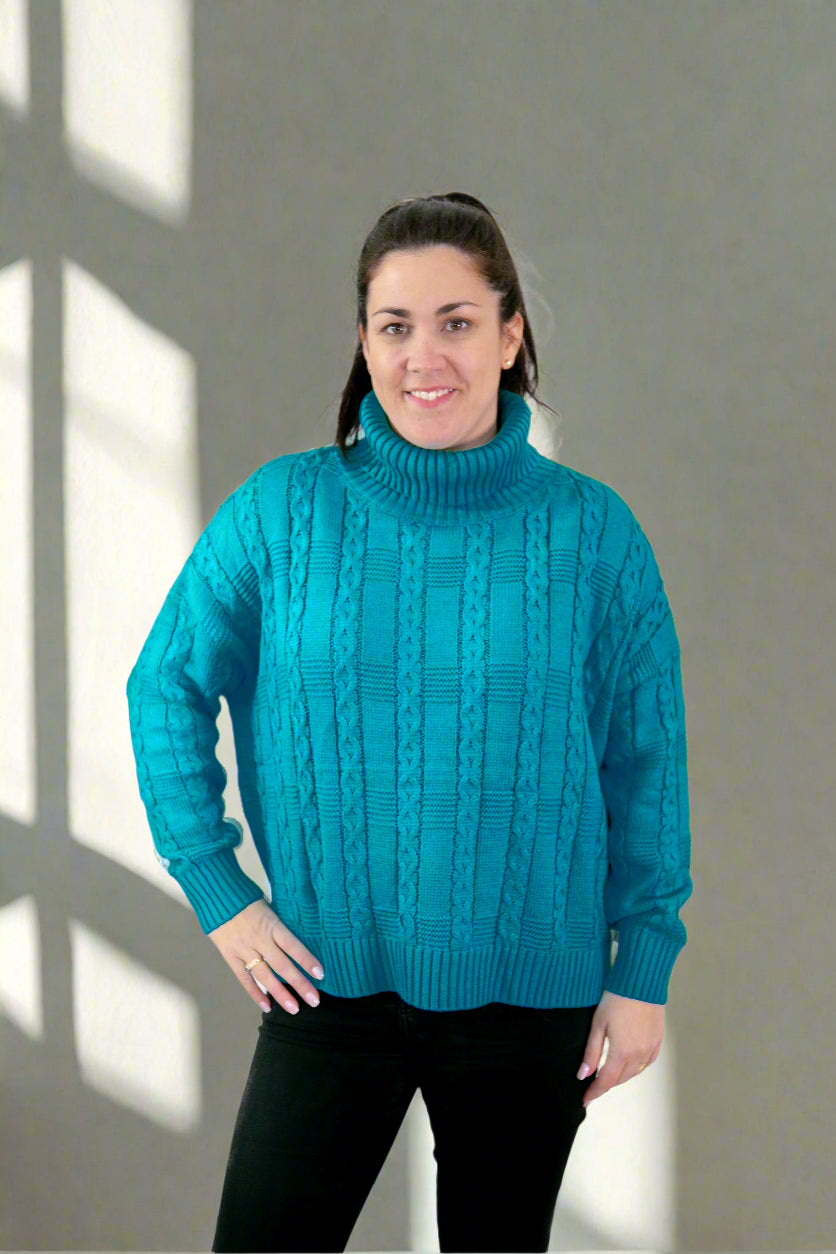 Turtle Neck Jumper- Aqua
