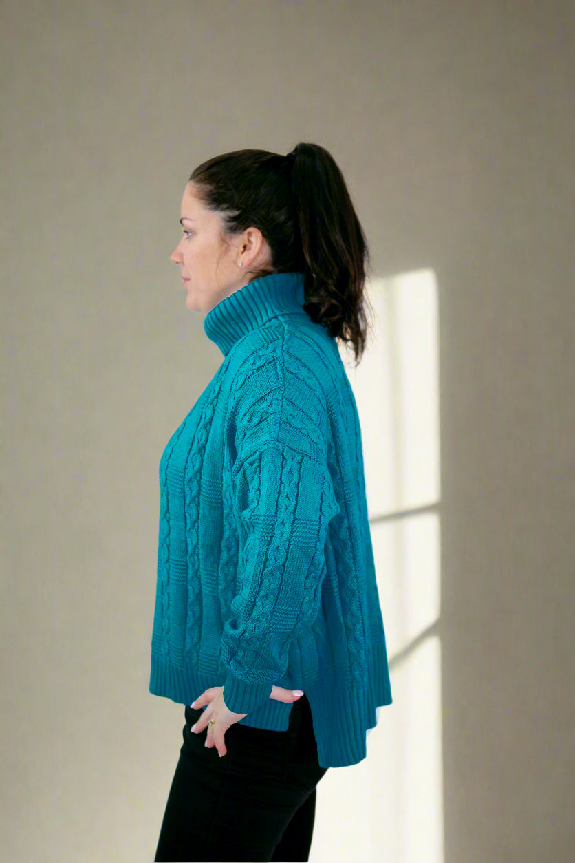 Turtle Neck Jumper- Aqua