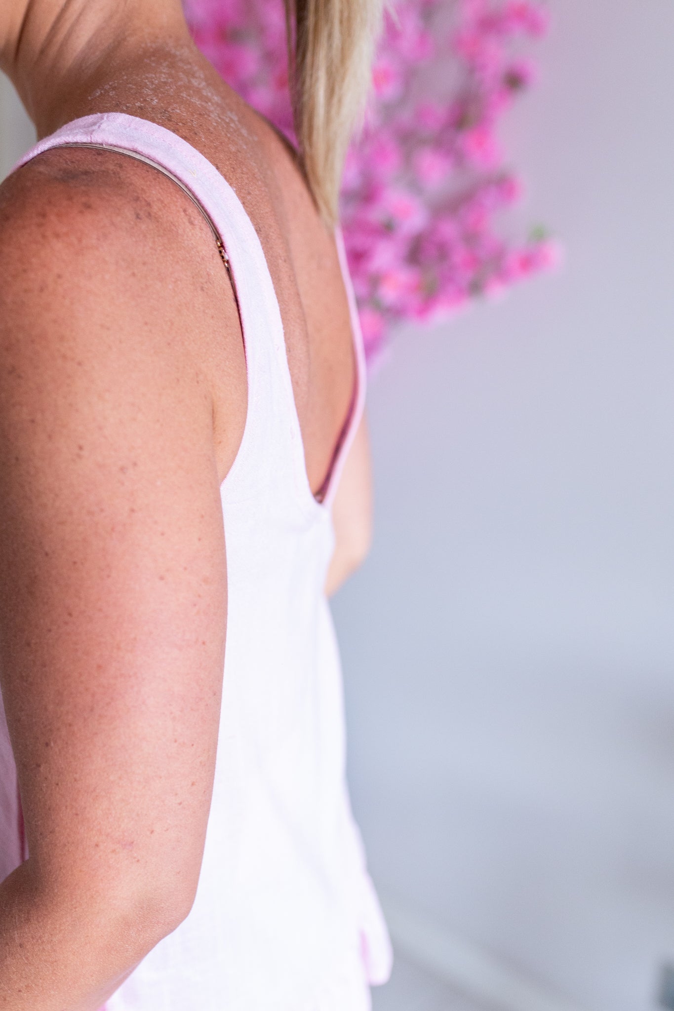 Linen Frill Tank- Pink