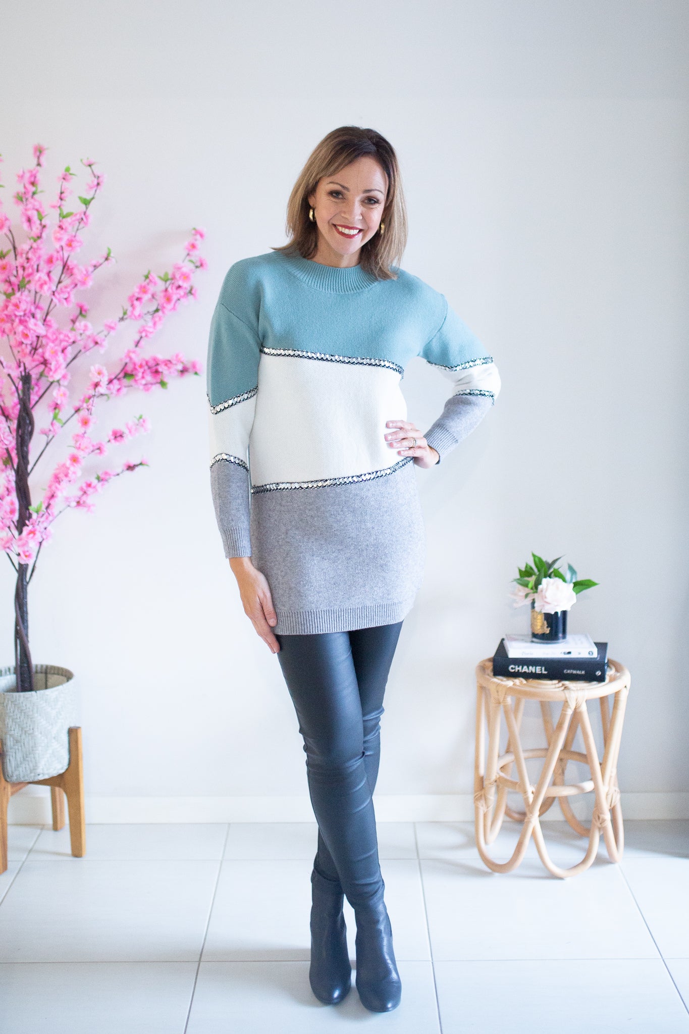 Sequin Jumper- Green/Grey