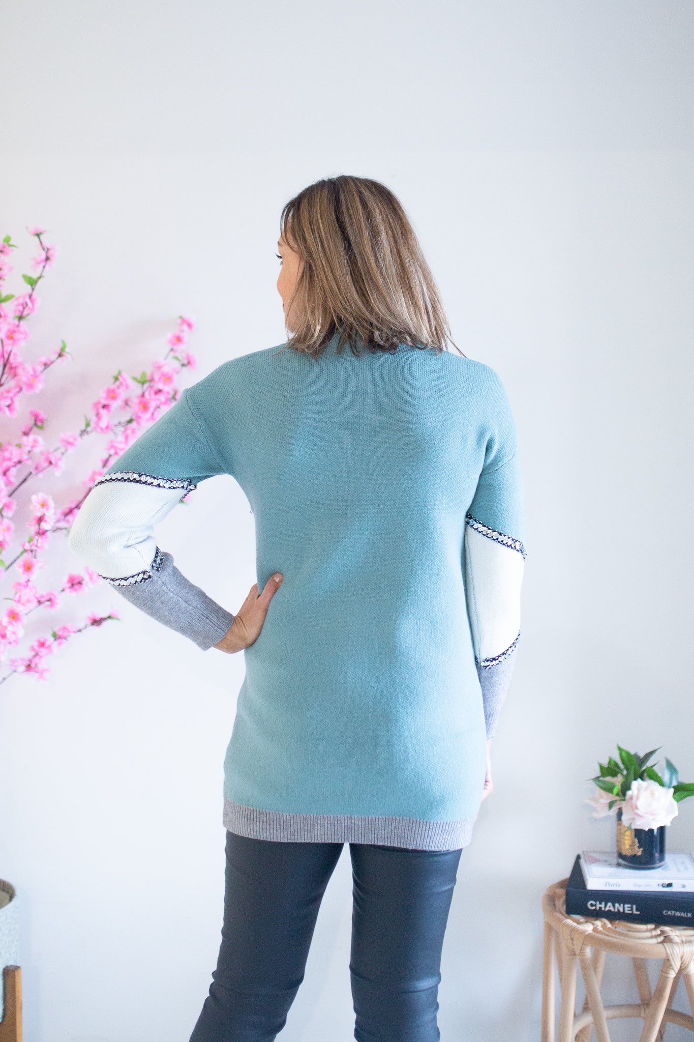 Sequin Jumper- Green/Grey