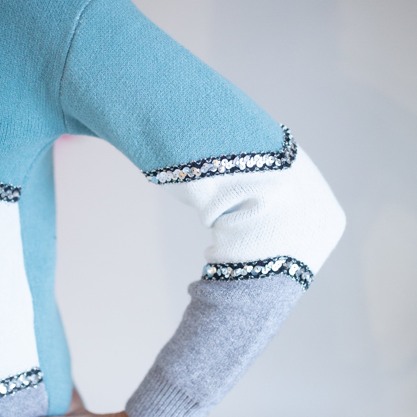 Sequin Jumper- Green/Grey