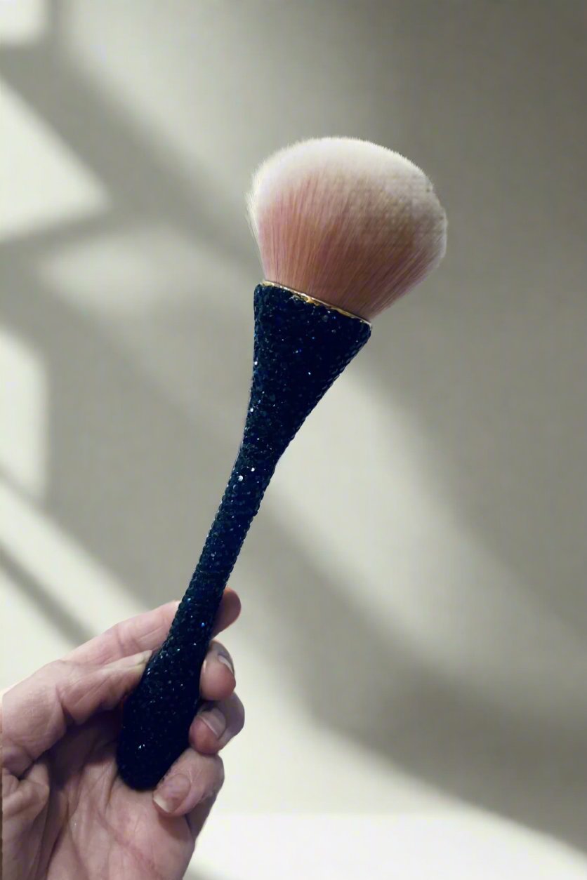 Crystal Bling Large Make-Up Brush- Black