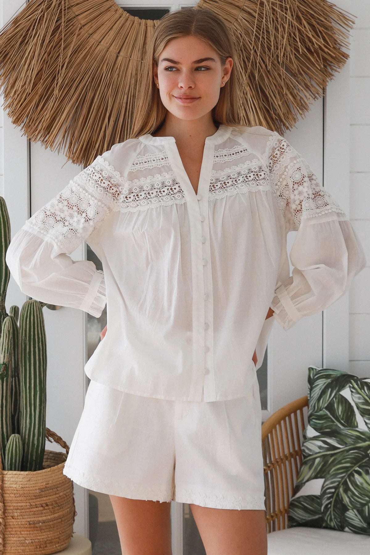 Crochet L/S Shirt - White