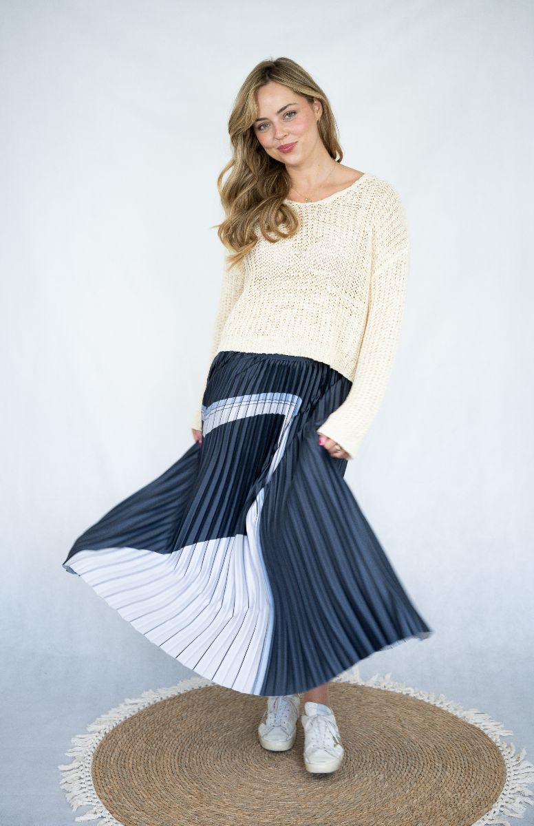 Moonlight Pleated Skirt - Navy